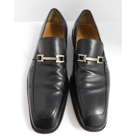 Salvatore Ferragamo Lavorazione Black Leather Nickel Bit Loafers Italy 42 D - Picture 3 of 7